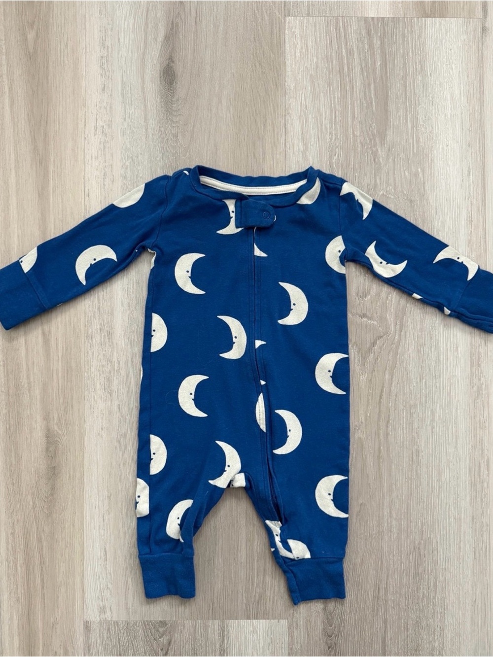 Navy Moon-Print Infant One-Piece Pajama